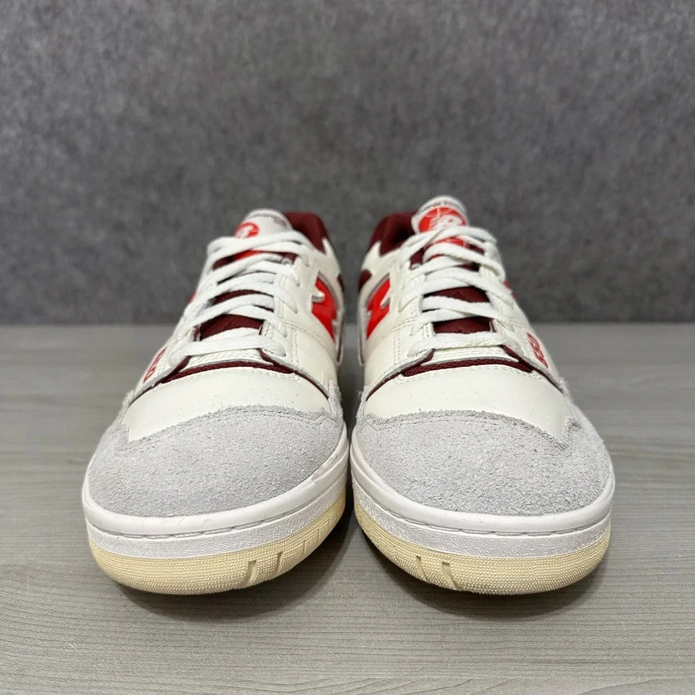 New Balance 550 Sneakers Mens Size 12 Sea Salt‎ True Red Leather Suede Classic